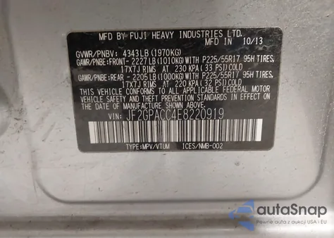 2014 Subaru Xv Crosstrek 2.0I Premium from USA, damaged, VIN JF2GPACC4E8220919